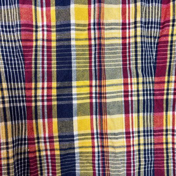 Vintage Access Plaid‎ Sleeveless Dress Button Front Yellow Red Blue XS/S - Picture 9 of 11